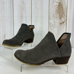 Lucky Bashina Ankle Boots Leather Heeled Slip On Classic Booties Gray Size 7.5